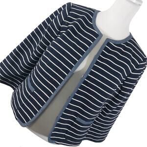 NWT@$149! TALBOTS! BLACK & WHITE TEXTURED STRIPED, BLUE TRIM BLAZER! SZ 10